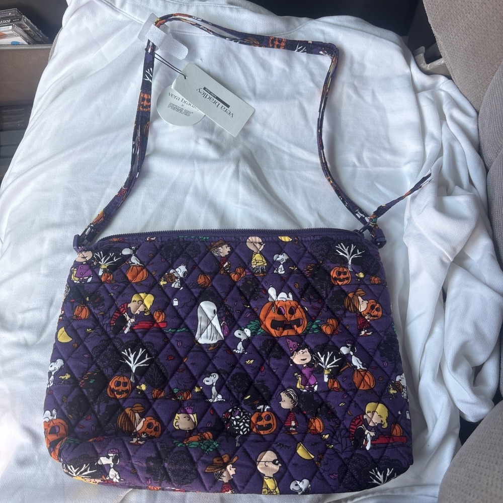 New Vera Bradley Large Hipster Purse Bag Snoopy Halloween Peanuts Indigo - Picture 2 of 4